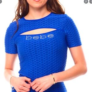 Bebe Bodycon Blue Dress With Keyhole Cutout - NWT - XL